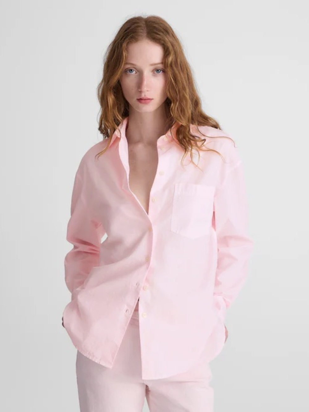 Madewell The Easy Shirt in Poplin in Pale Pink XXS